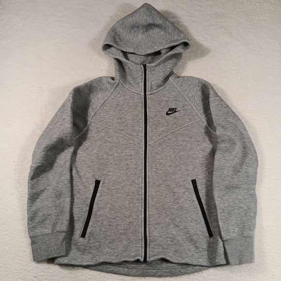Nike Sportswear Hoodie Womens Medium Gray Tech Fleece Windrunner Athleisure - Picture 1 of 11